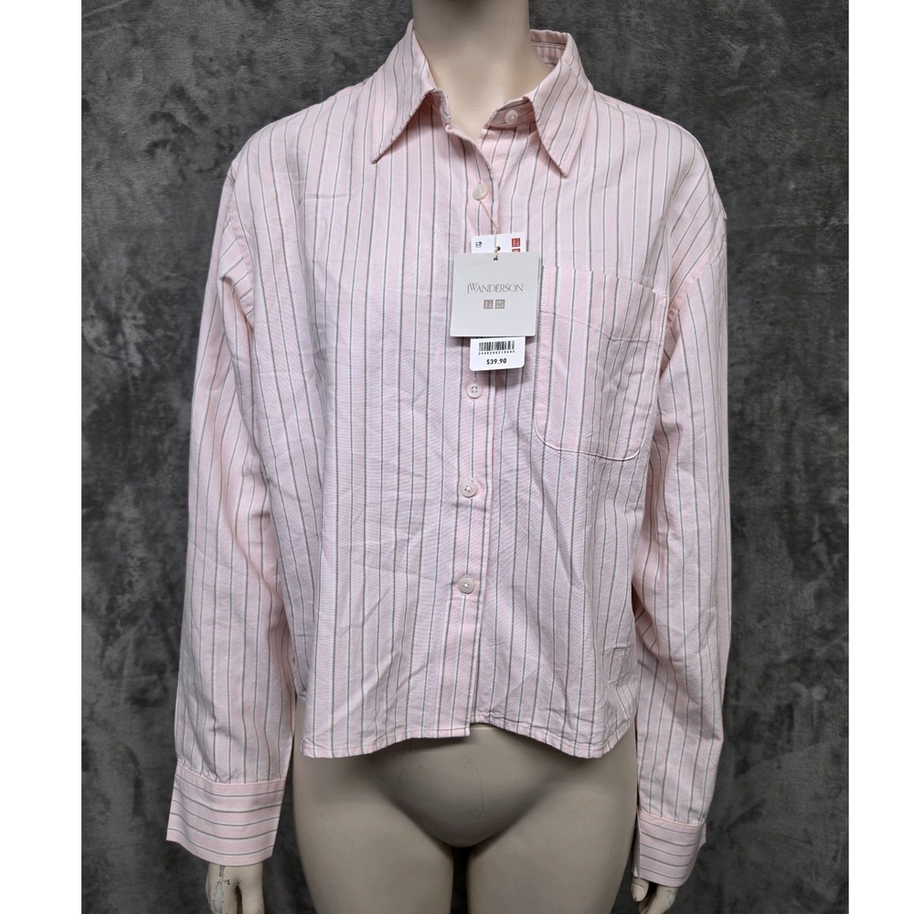 Uniqlo JW Anderson Womens Pink Striped Oxford Boxy Shirt 231-483601 Medium NWT